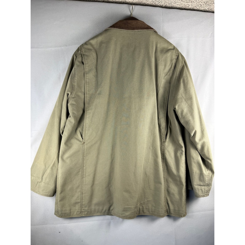 J.Crew Mens Barn Jacket Olive Green Canvas Plaid Lined Field Coat S - Picture 7 of 12